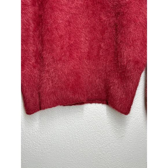 90s Y2K Bebe Fuzzy Sweater M Burgundy Rhinestone Spell-out Going Out Top - Picture 4 of 14